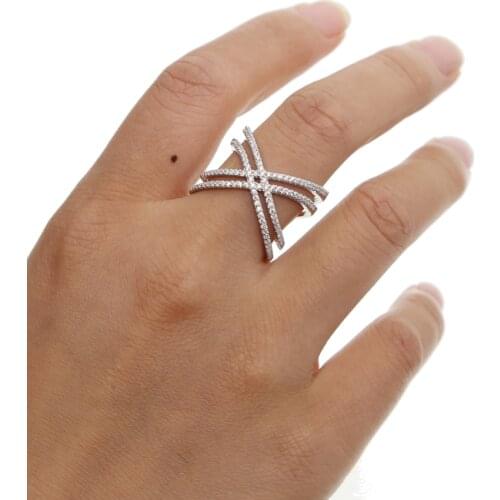 New Big Cross Zircon Ring Fashion Female Jewelry Infinity Sign Women 925 sterling silver wedding Rings for Party free Shipping