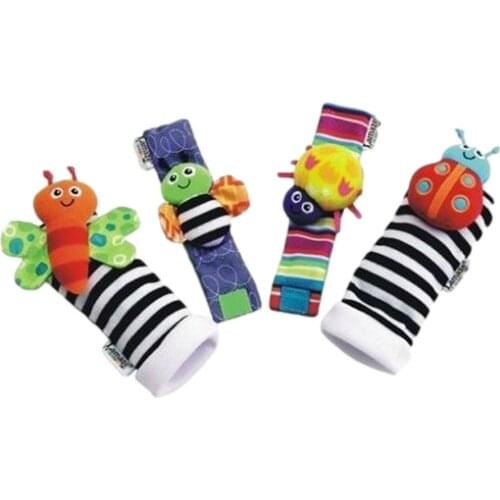 1set Cartoon Animal Toy Soft Socks Wrist Strap Baby Boys Girls Rattle Children Infant Newborn Plush Toys Babies Wrist Bells