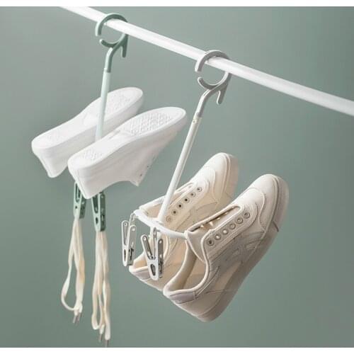 1 Pcs 360° Rotating Shoes Rack Household Double Hook Drain Drying Shoes Socks and Shoelaces Rack Portable Outdoor Clothes Hanger