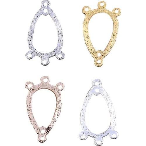 11*21.5mm hollow single-sided frosted water drop porous necklace pendants multicolor electroplated brass jewelry accessories