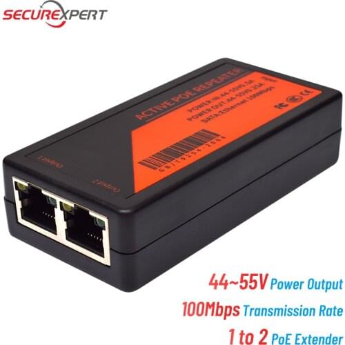 2 Ports POE repeater standard network extender 100Mbps camera adapter splitter DC44V-55V 0.5A camera POE repeater