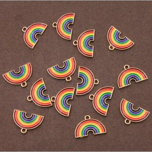 6pcs Alloy Enamel Love Rainbow Necklace Charms Cute Keychain Pendant Necklace Pendant For DIY Earring Accessories