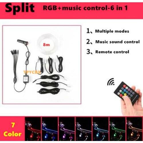 6 in1 lights 8M RGB car fiber optic atmosphere lamps App Control car Interior light ambient light decorative board door for audi