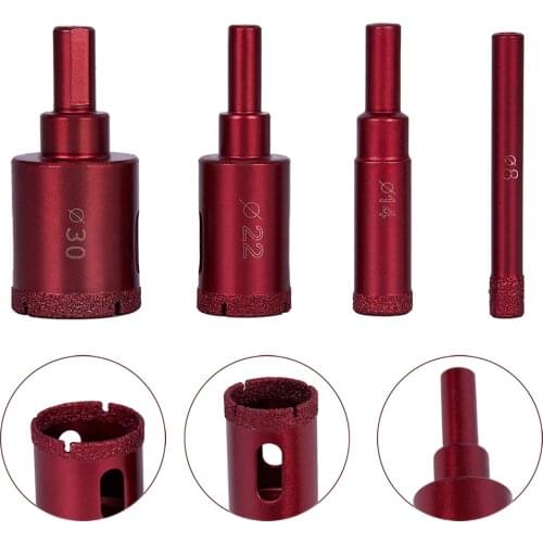 4pcs/set Diamond Core Bits 8/14/22/30mm Hole Saw Cutter Drill Bit for Tile Concrete Marble Opener Drilling Tools
