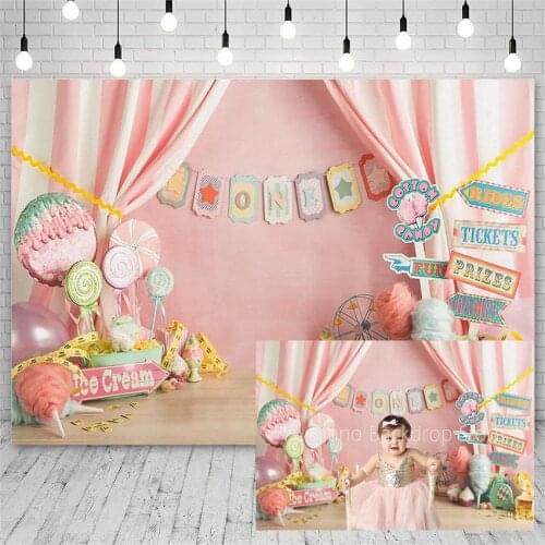 Avezano Photography Backdrop 1st Birthday Party Candy Prize Game Girl Pink Background For Photo Studio Photozone Photocall Decor