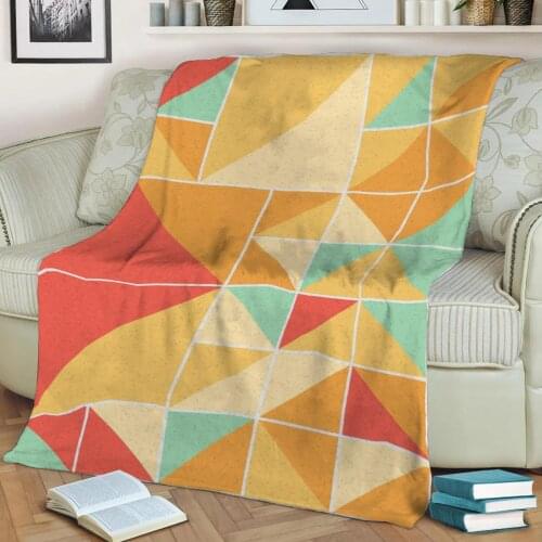 Abstract Geometric Pattern 3D Printed Velvet Plush Throw Fleece Blanket Bedspread Sherpa Blanket Home Decora