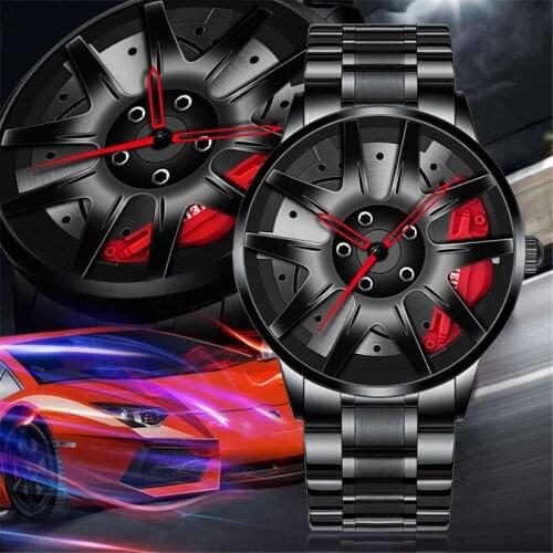 Top Watch Brand Creative Car Wheel Rim Hub Watches Men Super Car Rim Hub Men Watch Stainless Steel Wholesale Watch For Car GTR