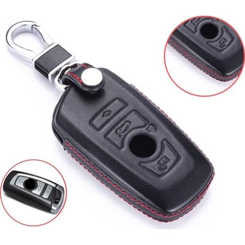 For BMW 1 3 4 5 6 7 Series GT E34 E46 E60 E90 F10 F30 F20 4 Buttons Car Key Prptection Case 4D Leather Remote Keychain Bag