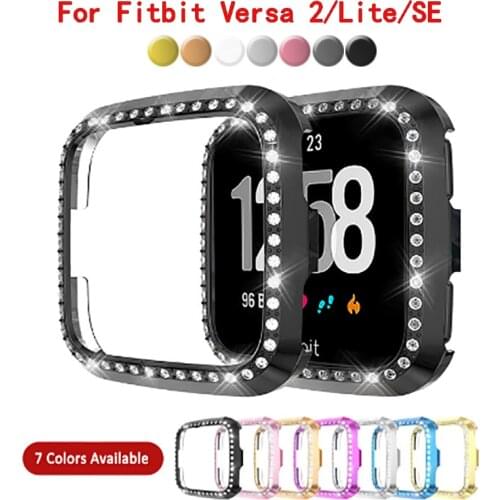 Case for Fitbit Versa1 2 SE Versa 3 Sense Lite PC Plated Cover Watch Shell Cover Diamond Crystal Protector for Fitbit Versa