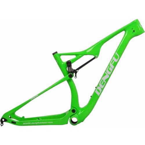 DENGFU Green 29er XC Mountain Bike Frame MTB full suspension Carbon Frame 142x12mm