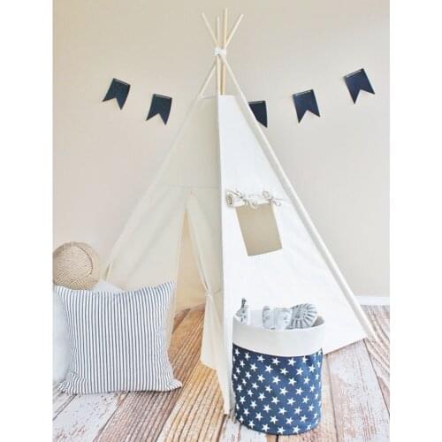 Pure white four poles Childrens tent baby toy house Children play tent Cotton tents Baby dollhouse teepee house