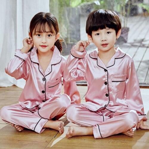 Kids Pajama Sets Baby Boys Girls Soft Pajamas Children Nightgowns Long Sleeve Tops Pant Sleepwear Brother Sister Pajama Clothing