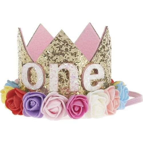 Happy First Birthday Party Hats Decor Cap One Birthday Hat Princess Crown 1st 2nd 3rd Year Old Number Baby Kids Hair Accessory