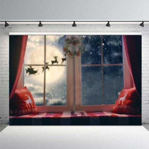 Winter Christmas Window Photography Backdrops Baby Shower Christmas Party Photo Background for Children Background Studio