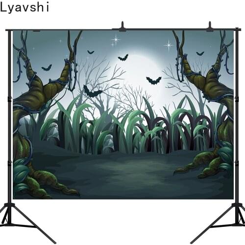 Lyavshi photophone backgrounds Halloween moon cartoon forest bats night horror photographic backdrop for photo shoot photocall
