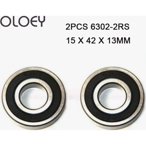 Good 2pcs 6302-2RS 6302RS 6302rs 6302 rs Deep Groove Ball Bearings 15 x 42 x 13mm