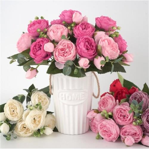 Artificial flowers for decoration Rose Peony Silk small bouquet flores party spring wedding decoration mariage fake Flower