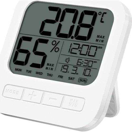 Temperature Humidity Measurement Alarm Clock Time Date Displayed Snooze Function Alarm Clock