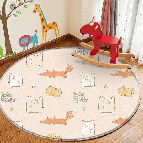 Tapis Children Room Round Flannel Carpet Living Room Bedroom Large Area Floor Mat Cute Animal Bear Bedside Floor Rug tapis rugs