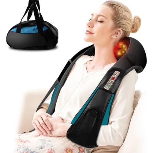 3D kneading acupressure neck back massager shawl electric roller heating device electric car shoulder massager