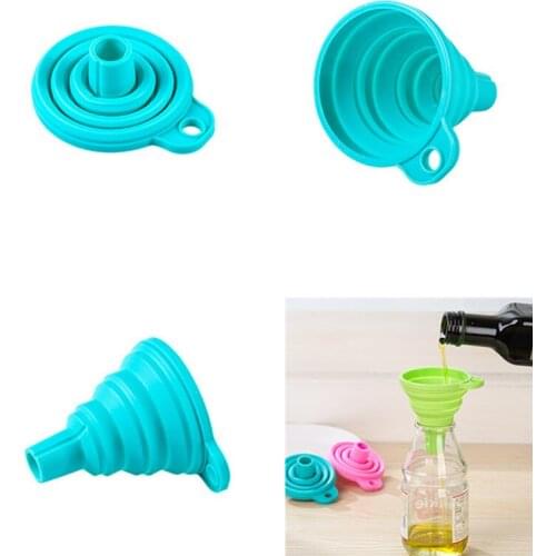 1pcs Mini Foldable Funnel Silicone Collapsible Funnel Folding Portable Funnels Be Hung Household Liquid Dispensing Kitchen Tools