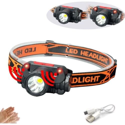 Mini Led Headlamp Headlight Sensor high power USB rechargeable Head Lamp Light Torch Flashlight outdoor camping fishing Cycling