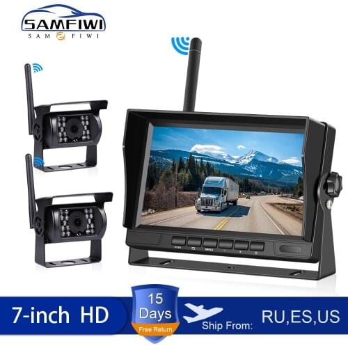 7 Inch Car Monitor Wireless Truck Backup Rear View Display and Wifi Reverse Backup Camera for Car RV Bus TV Display Screen