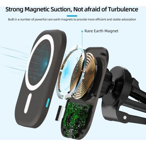 15W Strong Magnetic Wireless Car Charging Mount Stand For iPhone 12 Pro Max Mini For Magsave Wireless Charger Car Phone Holder