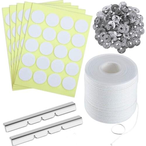 Candle Making Kit Braided Candle Wick,2Pcs Candle Wick Centering Device,100Pcs Candle Wick Stickers,100 Candle Wick Tabs