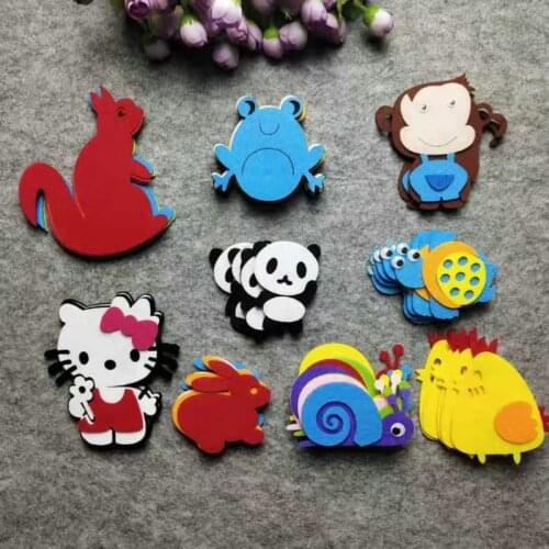 Nonwoven Felts Cute Animals Panda Rabbit Owl Felt DIY Pack Kindergarten School Classroom Wall Stickers Home Kids Room Wall Paste