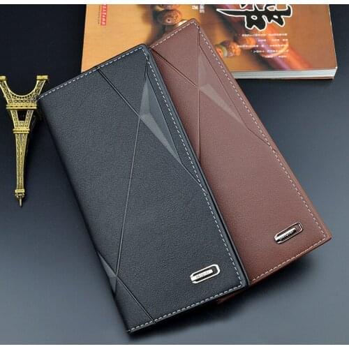 New Men Wallet Male Long Thin Youth Soft Purse 3 Folding Multiple Card PositionHigh Capacity Embossing Fashion Wallet