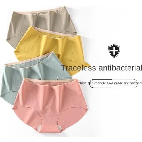 New Women Underwear Sexy Pure Color Panties Fashion Ice Silk Comfort Briefs Mid Waist Seamless Underpants Female Sexy Lingerie