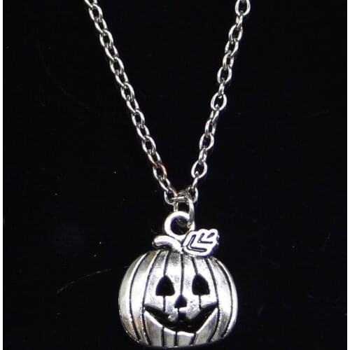 New Fashion Necklace 18x15mm pumpkin jack lantern halloween Pendants Short Long Women Men Colar Gift Jewelry Choker