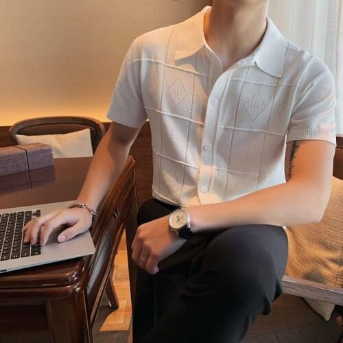 Solid Color Casual Breathable Polo Homme Fashion Men Polo Shirt Knitting Polo High Quality Slim Fit Polo Shirt Men Short Sleeve