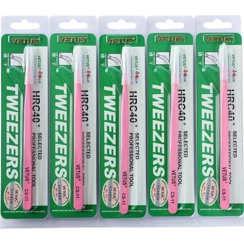 10pcs/Lot VETUS CS Series Eyelash Tweezers Stainless Steel Precision Tip Pink Grafting Eyelash Beauty Tools