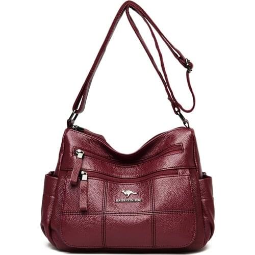 Casual Crossbody Bags for Women Ladies Multi-Pocket Embroidery Stitching Messenger Bag High Quality Soft Leather Shoulder Bags