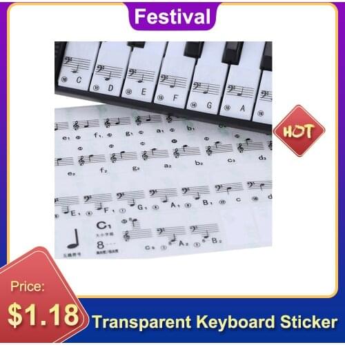 Transparent Keyboard Sticker 49 61 Key Electronic Keyboard/88 Key Piano Stave Note Sticker for White Keys Great for beginners
