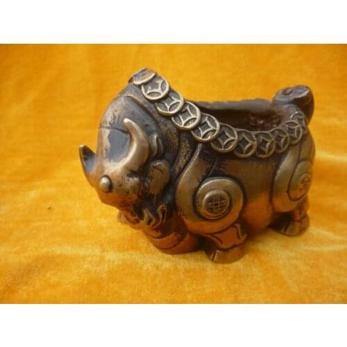 Rare Old copper Sculpture ashtray,Ox form,1940, best collection