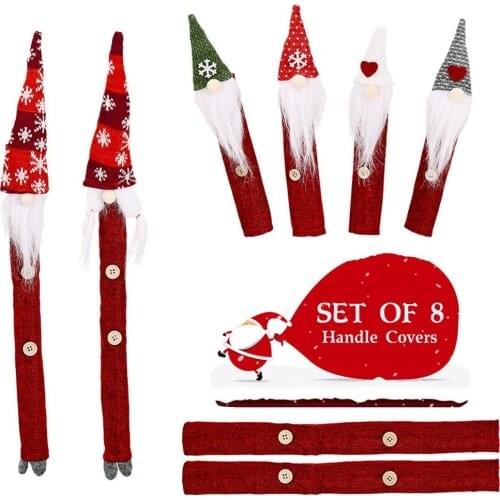 2020 Christmas Gloves Fridge Handle Covers Santa Claus Microwave Oven Dishwasher Door Handle Cover Xmas Christmas Party Decor