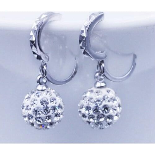 Earrings Jewelry Fashion Clear Crystal Zircon Drill Ball Round Stud Earrings For Women Girls Kids Lady Gift