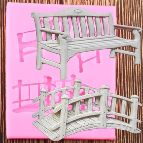 Cake Border Silicone Molds Bench Bridge Fondant Mould Baby Birthday Cake Decorating Tools Candy Chocolate Moulds