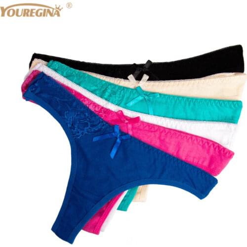 YOUREGINA Sexy Panties Woman Underwear Lace Panties Women Thongs And G Strings Ladies Underpants Thong G String Briefs 6pcs/lot