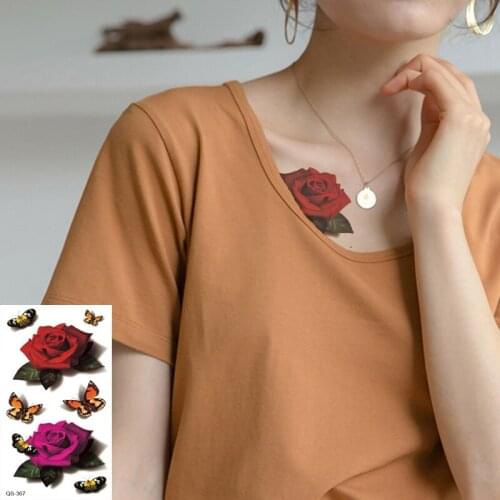 Waterproof Temporary Tattoo Stickers Rose Flower fake Tattoo Geometric Animal Flash Tattoo Hand Back Foot for Girl Women Men