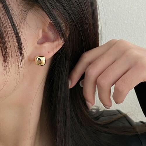 Ladies Charms Earrings Fashion Jewellery Small Geometric Square Metal Earring Gold Silver Color Women Ear Jewellery