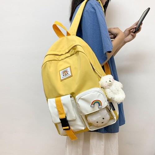 Candy Color Women School Backpacks for Teenage Girls 2020 New Fashion Shoulder Bags Students Travel Backpack Large Capacity Bear