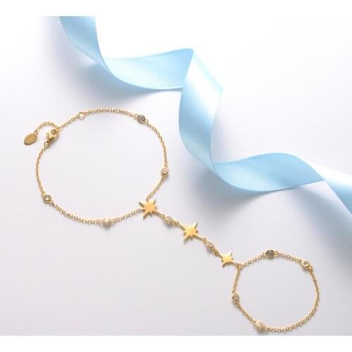 925 Sterling Silver Jewelry Female Gold Starburst Womens Bracelets Accessories for Women Statement Jewel Christmas Gifts