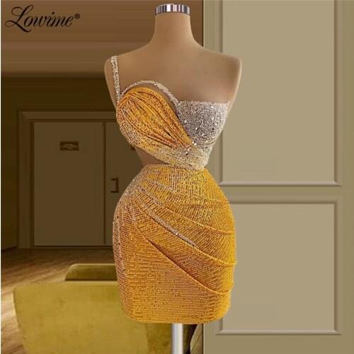 Gold Sexy Cocktail Dresses 2021 Customized Graduation Homecoming Party Dress Sequins Short Evening Gown Prom Dresses Vestidos