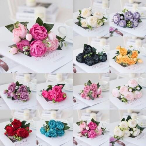 1 Bouquet Artificial Flower Natural Home Decor Portable Photography Prop Simulation Peony for Wedding