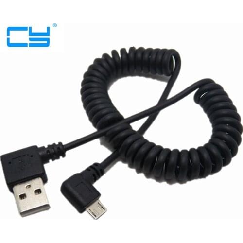 1m 90 degree USB Micro USB Angle Cable Charge USB to Micro USB Spring Retractable Cable Datos Data Sync Charger Cord Coiled Cabo