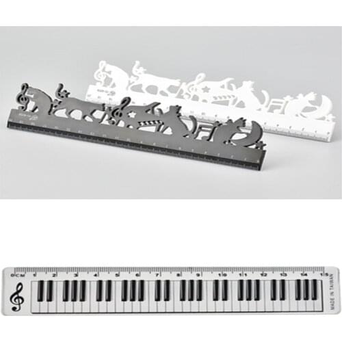 1pcs Office Stationery Music Straight Rulers Creative Cat Musical Note Piano Transparent Ruler Bookmarks Measuring Scale Supply
